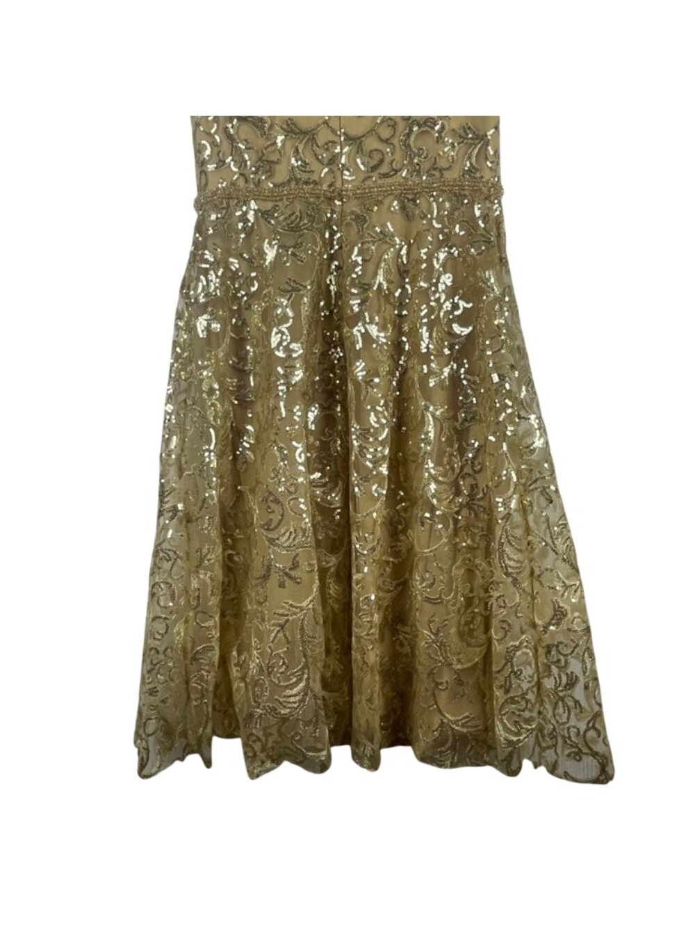 Mac Duggal Gold Sequin Embellished Fit & Flare Dress Size 10 - Picture 8 of 9